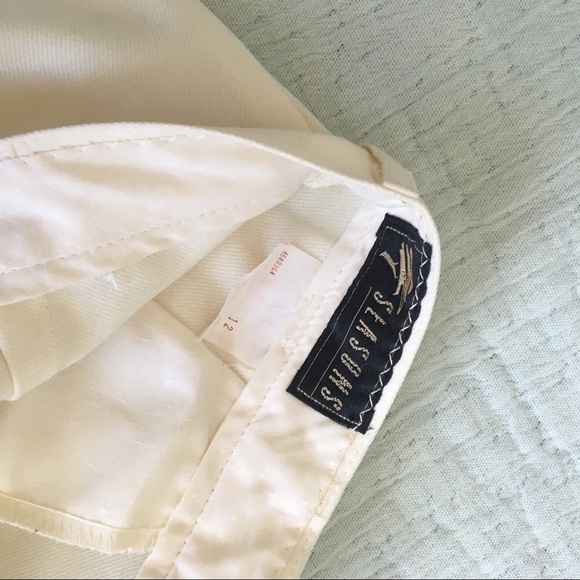 Cream Vintage High Waisted Pleated Trousers - Picture 5 of 8
